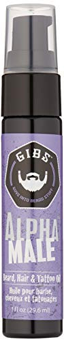 GIBS Grooming Alpha Male Beard Hair  Tattoo Oil  1 oz with pump 1 fl oz