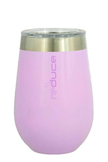 REDUCE Stemless Wine Tumbler with Lid  12oz Stainless Steel Vacuum Insulated Cup  Enjoy Your Chilled Drink at the Perfect Temperature  Ideal for an Outdoor Cocktail, Soda or WaterOpaque Gloss Pink