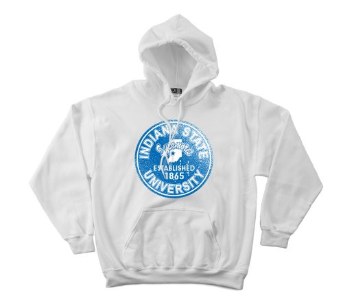 Indiana State Sycamores 5050 Blended 8Ounce Vintage Circle Hooded Sweatshirt XLarge White