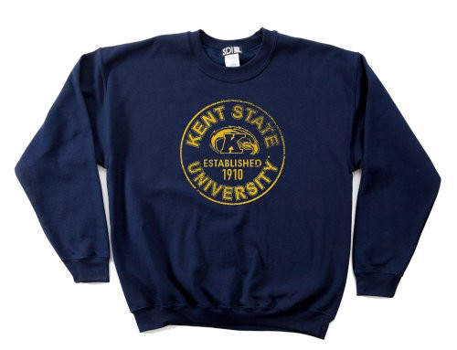 Kent State Golden Flashes 5050 Blended 8Ounce Vintage Circle Crewneck Sweatshirt XXLarge Navy
