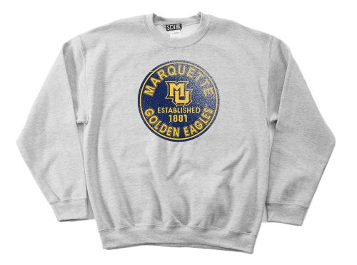 Marquette Golden Eagles 5050 Blended 8Ounce Vintage Circle Crewneck Sweatshirt Small Sport Grey