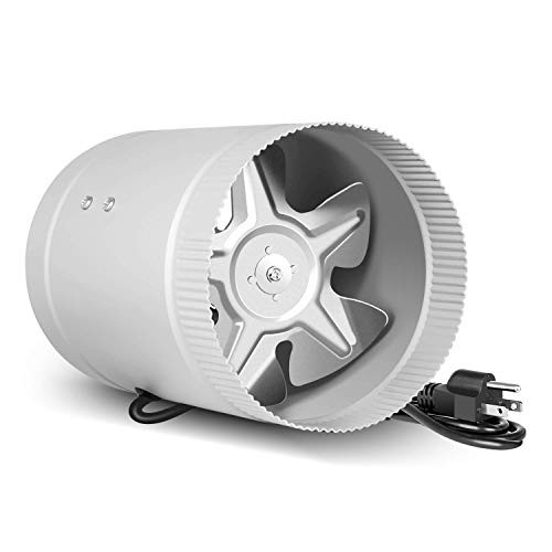 iPower GLFANXBOOSTER6V2 6 inch 174 CFM Booster Fan Inline Duct HVAC Exhaust Vent Blower Low Noise Grounded Power Cord Silver