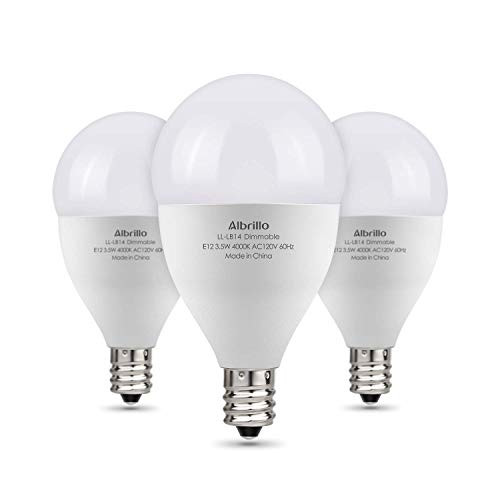 Albrillo Dimmable Candelabra LED Bulbs Daylight 40W Equivalent, Natural White 4000K E12 Bulb, Decorative Ceiling Fan Light Bulbs LED Lamp, 3 Pack Albrillo Dimmable Candelabra LED Bulbs Daylight 40W Equivalent, Natural White 4000K E12 Bulb, Decorative Ceiling Fan Light Bulbs LED Lamp, 3 Pack