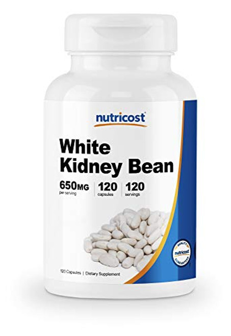 Nutricost White Kidney Beans Capsules 650mg 120 Capsules  Veggie Caps Gluten Free and NonGMO