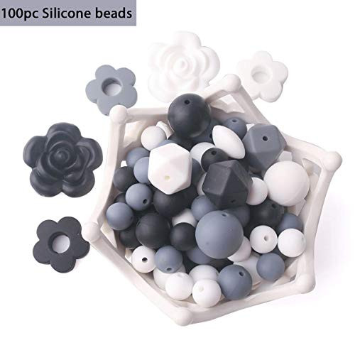 Baby Silicone Teether Beads BPA Free Food Grade Teething Beads Black and White Series DIY Jewelry Chewable Nursing Necklace Accessories Baby Silicone Teether Beads BPA Free Food Grade Teething Beads Black and White Series DIY Jewelry Chewable Nursing Necklace Accessories