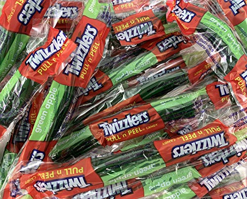 Sunny Island Twizzlers Pull N Peel Green Apple Licorice Candy Individually Wrapped Single Twist Bulk  3 Pound Bag