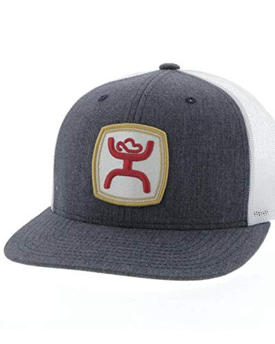 HOOEY Grey and White 6Panel Trucker with Red and White Patch 2024TGYWH