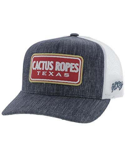 HOOEY Youth Cactus Ropes 5Panel Trucker Hat with Patch DenimWhite