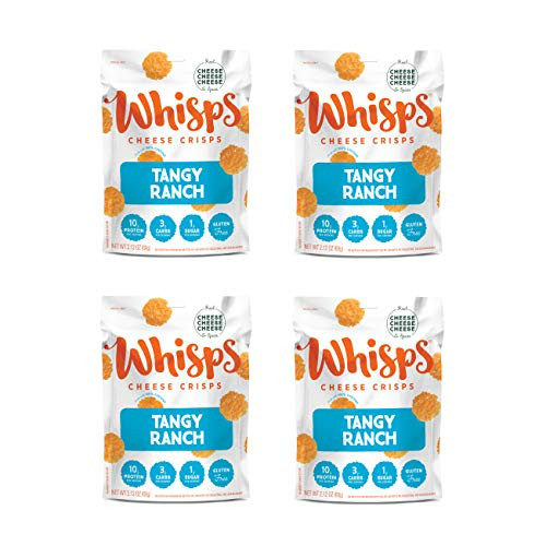 Whisps Tangy Ranch Cheese Crisps  Keto Snack Gluten Free Sugar Free Low Carb High Protein  212oz 4 Pack