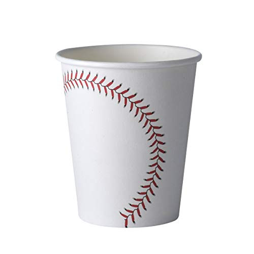 Baseball Themed 9 oz Disposable Paper Cups Birthday Party Supplies Ideal for Game Day, Tailgate Parties and Family Dinner (50 Pack)