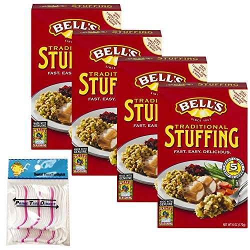 Bells Traditional Ready Mixed Stuffing 6 Oz Pack of 4 Bundled with PrimeTime Direct 20ct Dental Flossers in a PTD Sealed Bag Bells Traditional Ready Mixed Stuffing 6 Oz Pack of 4 Bundled with PrimeTime Direct 20ct Dental Flossers in a PTD Sealed Bag