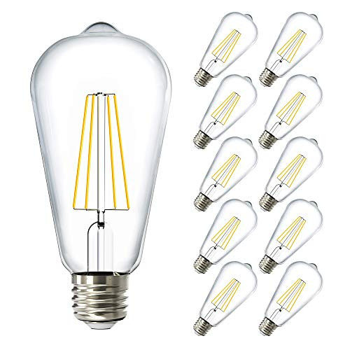 Sunco Lighting 10 Pack ST64 LED Bulb Dimmable Waterproof 85W60W 6000K Daylight Deluxe Vintage Edison Filament Bulb 800 LM E26 Base Restauarant or String Lights  UL