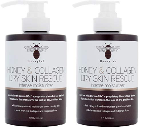 HoneyLab Dry Skin Rescue Cream for Face and Body 15 FL Oz Antiaging Cream with Collagen and Honey and Bulgarian Rose for Wrinkles Dry Skin Sagging Skin Two  15oz