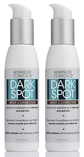 Advanced Clinicals Dark Spot Cream Corrector with Shea Butter and Hyaluronic Acid AntiAging cream targets Dark Spots Age Spots and uneven skin tone Large 4oz bottle with pump Two  4oz