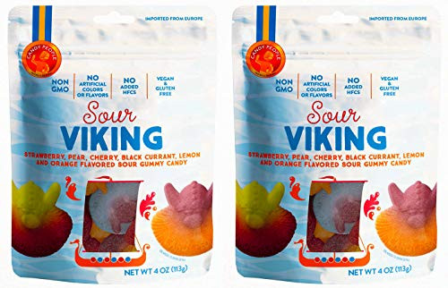 Candy People Sour Viking Swedish Gummy Candy NonGMO Vegan Fruit Flavored Sour Gummies 2 Pack