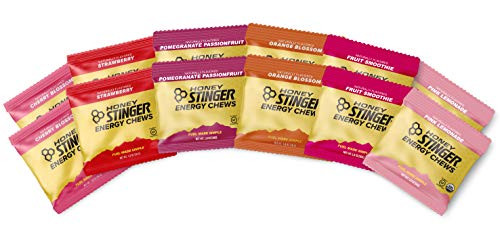 Honey Stinger Organic Energy Chews  Variety Pack with Sticker  12 Count  Cherry Blossom Strawberry Fruit Smoothie Pink Lemonade Pomegranate Passionfruit  Orange Blossom