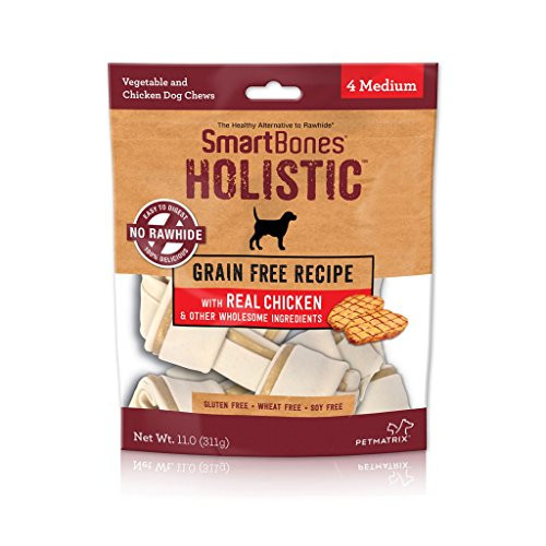 SmartBones SBH02654 Holistic Chews For Dogs RawhideFree 4 Count Medium