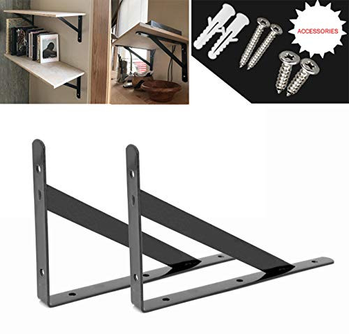 Heavy Duty Shelf Brackets Floating Shelves Tripod Triangle Shelf Bracket Corner Brace Support Wall Hanging (Black) 10 inch by OVOV