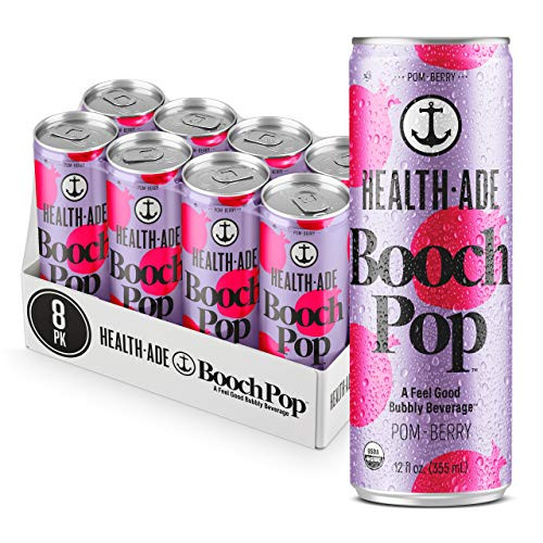 HealthAde Booch Pop Pom Berry Organic Soda for Gut Health Made with Kombucha Calcium and Magnesium 8 Pack Case 12 Fl Oz Cans