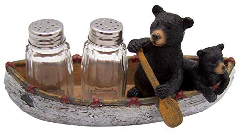 Bear and Cub in Canoe Salt and Pepper Shaker Set Shakers Included