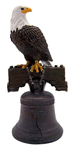 Wowser Classic Bald Eagle Statue on Top of The Liberty Bell Let Freedom Ring Patriotic Indoor Tabletop Decoration 9 12 Inch