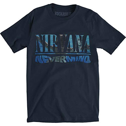 Nirvana Mens Nevermind Album Play List Slim Fit TShirt Navy Navy Blue XXLarge