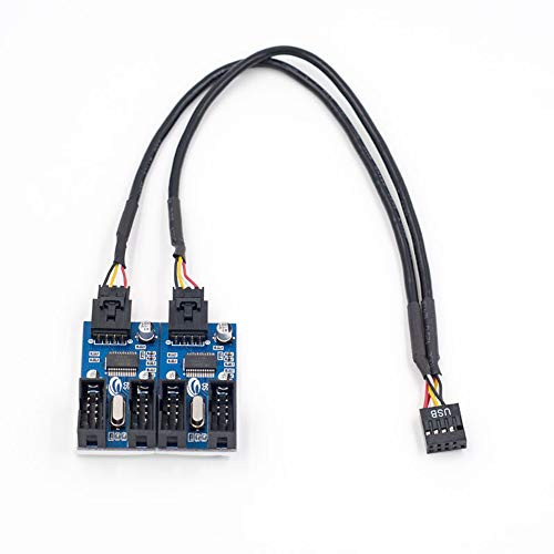 RGEEK 9pin USB Header Male 1 to 4 Female Extension Cable Card Motherboard 9-Pin USB HUB USB 2.0 9 pin Connector Adapter Port Multilier