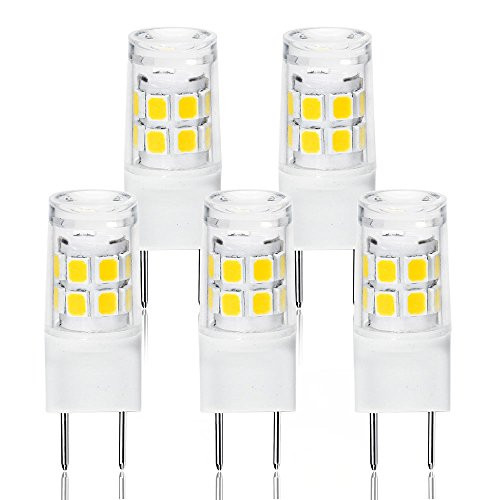 [5-Pack] LED G8 Light Bulb, G8 GY8.6 Bi-pin Base LED, Not Dimmable T4 G8 Base Bi-pin Xenon JCD Type LED 120V 50W Halogen Replacement Bulb for Under Counter Kitchen Lighting (G8 3W Daylight)