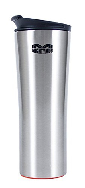 Mighty Mug Biggie Stainless Steel Tumbler The Travel Mug That WonÕt Fall with Double Wall Vacuum Insulation To Keep Your Drink Hot or Cold Silver 18 oz