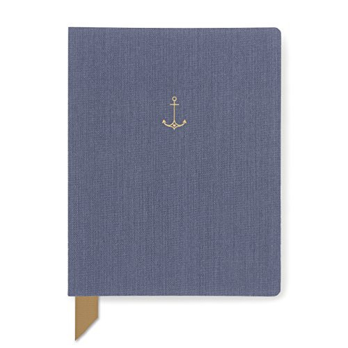 DesignWorks Ink Exposed Spine Cloth Covered Perpetual Planner Blue Anchor