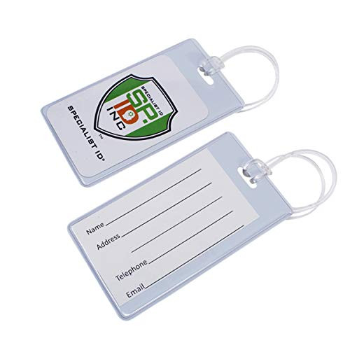 5 Pack  Slim and Sturdy Flexible Backpack  Airline Luggage ID Bag Tags  Business Card Holders  with Secure Plastic Worm Loop Straps by Specialist ID White