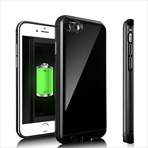 iPhone 8/7/6 Battery Case - 3000mAh Rechargeable External Battery Portable Power Charger Metal Frame Protective Charging Case for Apple iPhone 6/7/8 -Black