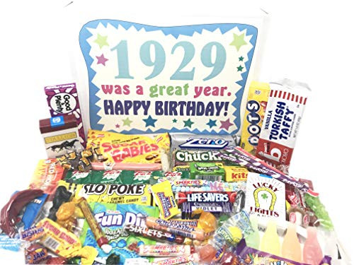 Woodstock Candy ~ 1929 91st Birthday Gift Box of Nostalgic Candy from Childhood for 91 Year Old Man or Woman Born 1929