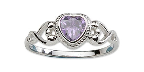 Sterling Silver June CZ Simulated Birthstone Baby Ring with Heart