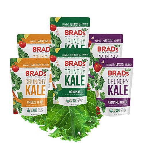 Brads Plant Based Organic Crunchy Kale Variety Pack 2 Original 2 Vampire Killer  2 CheezeItUp 6 Bags 12 Servings Total