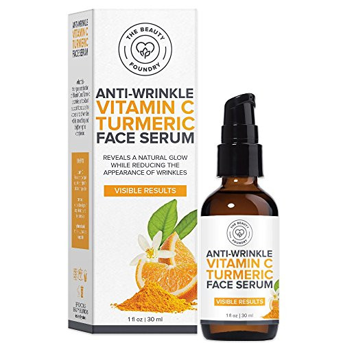 Beauty Foundry AntiWrinkle Vitamin C Turmeric Face Serum Reveals Natural Glow Reduce Wrinkles Brightens Skin Visible Results for all Skin Types 1oz30ml