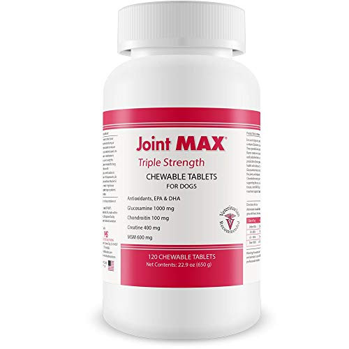 PHS Joint MAX Triple Strength TS Chewable Tablets for Dogs  Glucosamine Chondroitin MSM  Vitamins and Antioxidants  Hip and Joint Pain Relief and Support Supplement  Made in USA  120 Tablets