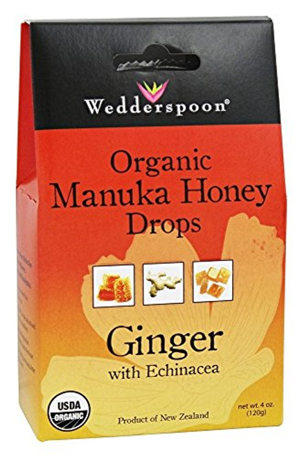 Wedderspoon Honey Drop Manuka Ginger Organic 4 oz