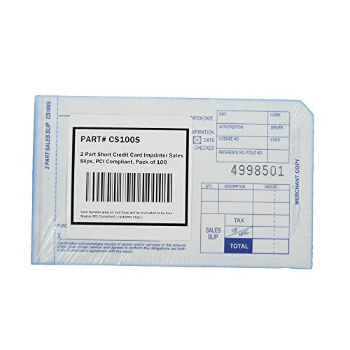 2 Part Short Credit Card Imprinter Sales Slips Pack of 100