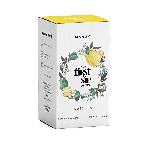 The First Sip of Tea Mate Mango Tea 16 Count Tea Box