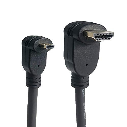 Nuff Tech - 1.5ft Right Angle Micro HDMI (Type D) Male to Right Angle HDMI (Type A) Male