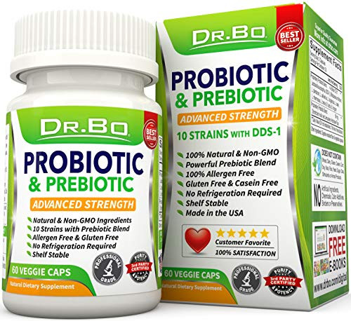 Vegan Probiotics for Women Men  Lactobacillus Acidophilus and Rhamnosus Probiotic Capsules with Prebiotics and Bifidobacterium Longum  Non Refrigerated Daily Digestive Gut Health Supplement