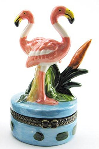 Art Gifts Tropical Pink Flamingo Hinged Trinket Box phb
