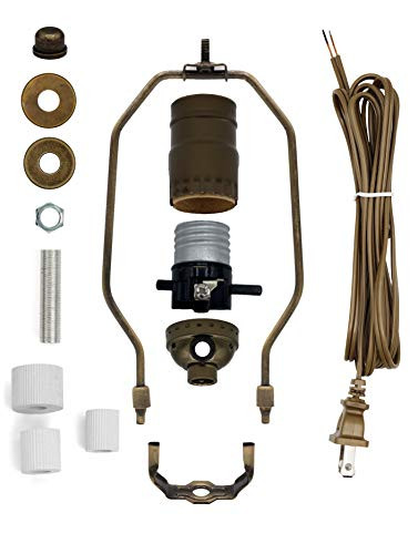 Creative Hobbies Lamp Kit for Liquor Bottles Wine Bottles  Includes All Adapters and Parts  Antique Brass Finish