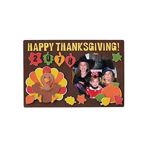 Thanksgiving Picture Frame Magnet Craft Kit - Easy To Make and Fun To Do - 1 Dz.