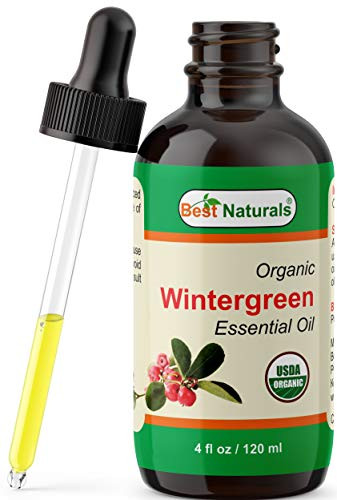 Best Naturals Certified Organic Wintergreen Essential Oil with Glass Dropper 4 FL OZ 120 ml Wintergreen