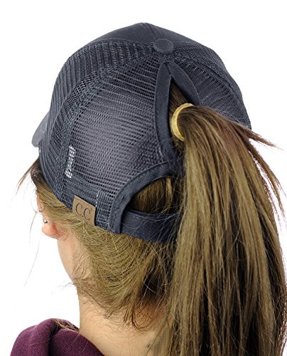 CC Ponycap Messy High Bun Ponytail Adjustable Mesh Trucker Baseball Cap Hat Charcoal