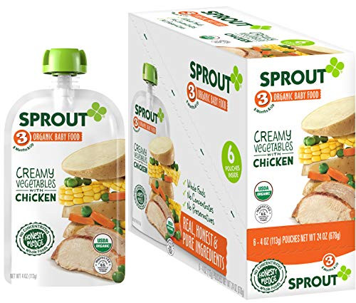 Sprout Organic Baby Food Pouches Stage 3 Creamy Vegetables w Chicken 4 Ounce Pouches Pack of 6