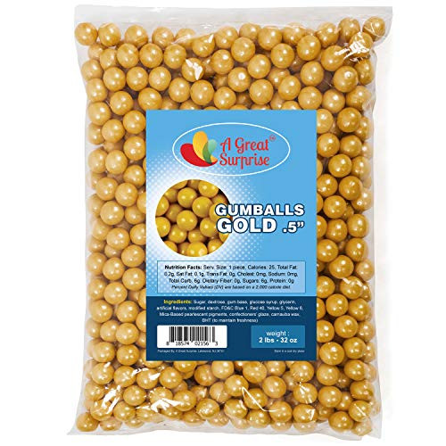 Gold Gumballs for Candy Buffet  Apx 620 Gumballs  2 Pounds  Mini Shimmer Gumballs 12 Inch  Gold Candy  Bulk Candy