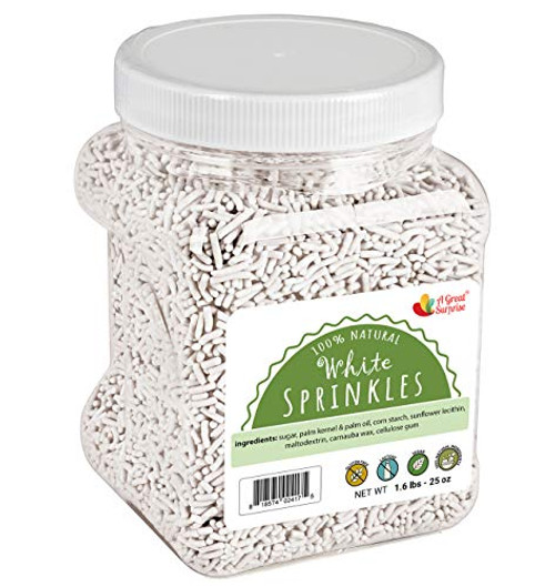 100 NATURAL White Sprinkles  No Artificial Dyes Gluten Free Vegan Lactose Free Bulk  16 Pounds